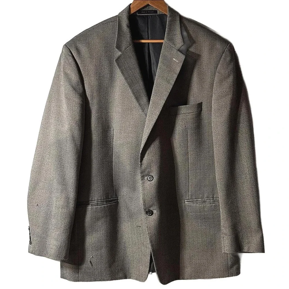 Lauren Ralph Lauren Herringbone Blazer Sport Coat Men's 50L Long‎ Polyester Gray